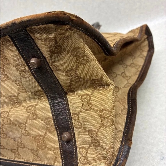 Gucci Brown and Tan Monogram Satchel - Picture 10 of 16
